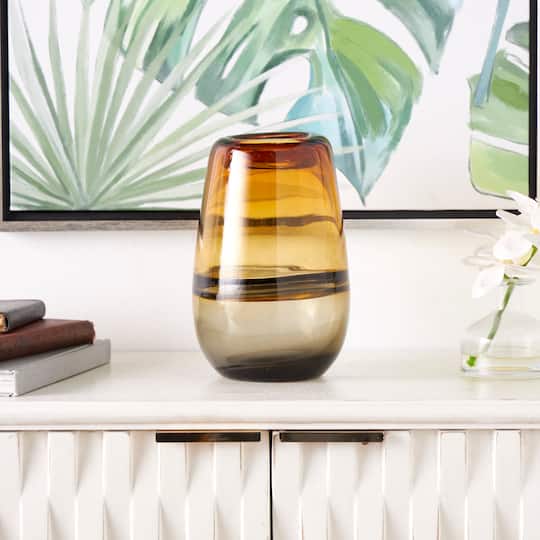 9" Orange Ombre Glass Vase